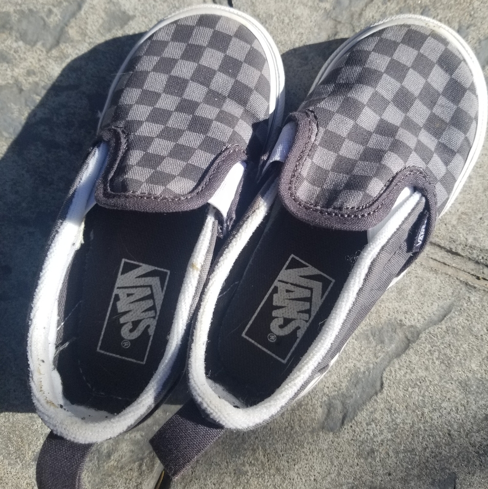 VANS Grey/Black Checkered Shoes - Toddler Size 8